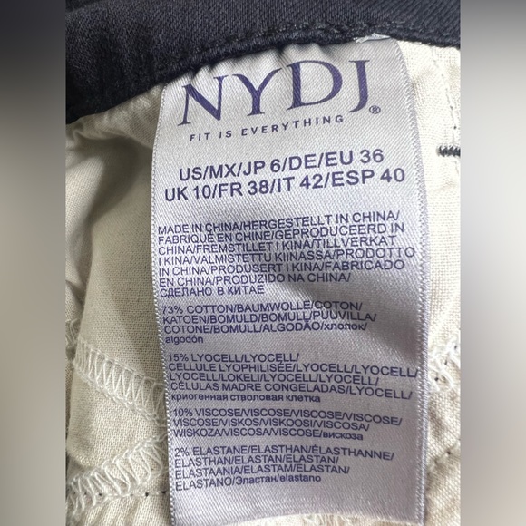 NYDJ Black Sheri Slim Ankle Cuff Denim Jeans 6 New NWT stretch - Picture 9 of 14